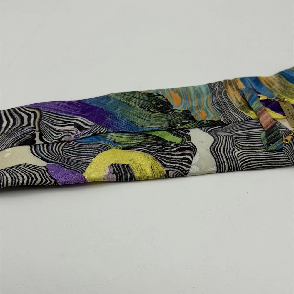 Brioni Men's 100% Silk Tie Multicolor Abstract Swirl Print Necktie Made In Italy